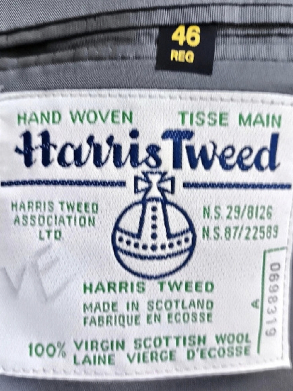 Harris Tweed Wool Sport Coat Striped Herringbone Slate Blue Grey Rust Size 46R - Picture 4 of 16